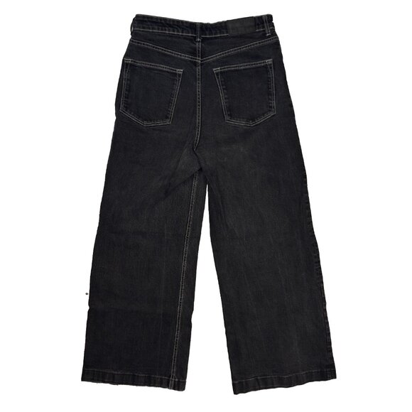 Frank & Oak The Nina Wide Leg High Rise Cropped Black Washed Charcoal‎ Jeans 29 - Picture 2 of 7